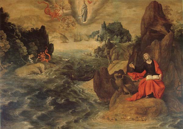 Landscape with john the Evangelist Writing the Book of Revelation on the Island of Patmos